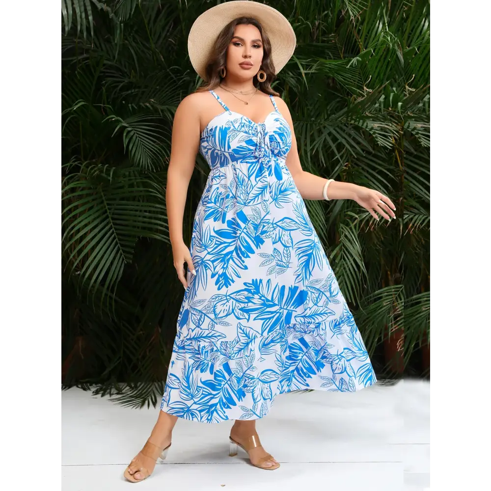 Plus Size Boho Beach Dress - Strapless Floral Maxi - Thick & Beautiful