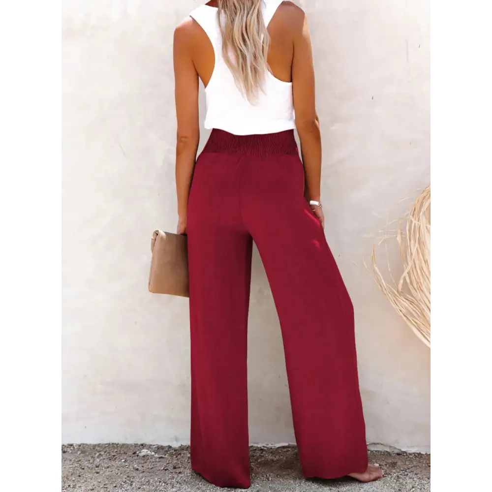 Full Size Decorative Button High Waist Cotton-Linen Pants - Thick & Beautiful