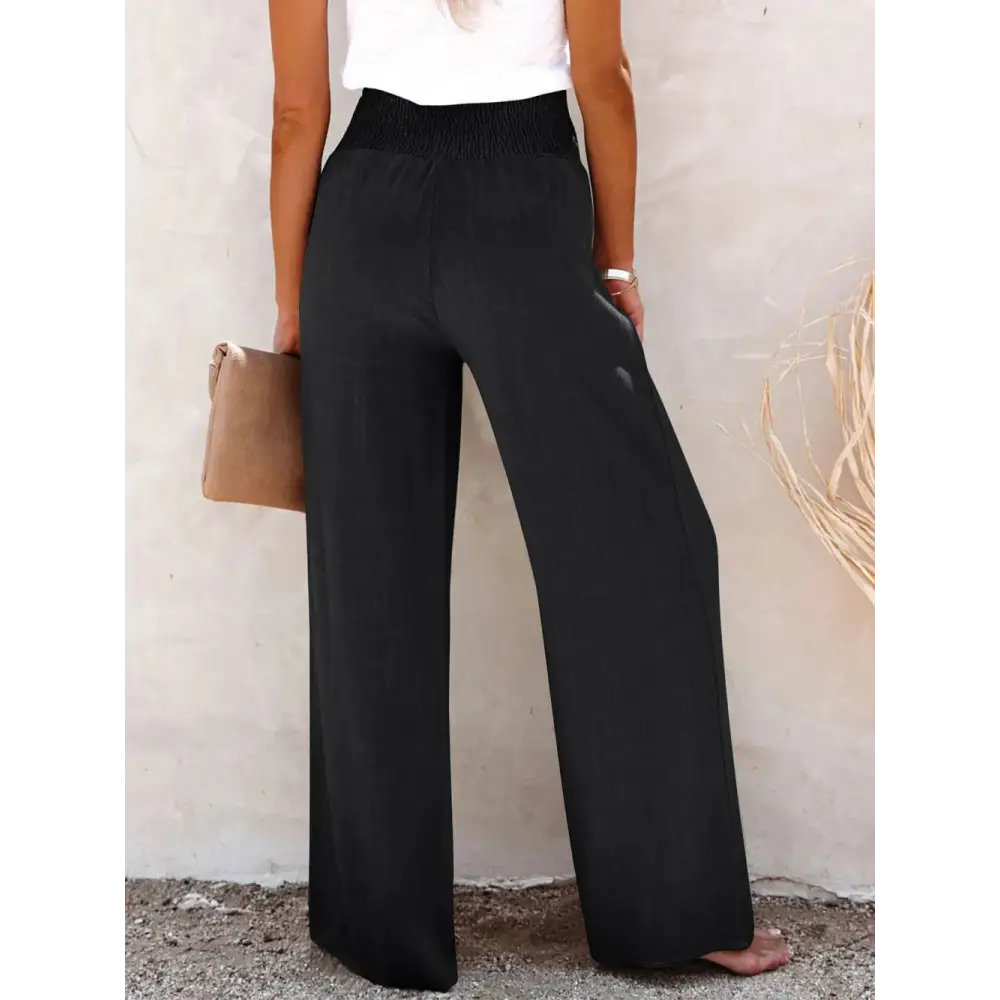 Full Size Decorative Button High Waist Cotton-Linen Pants - Thick & Beautiful