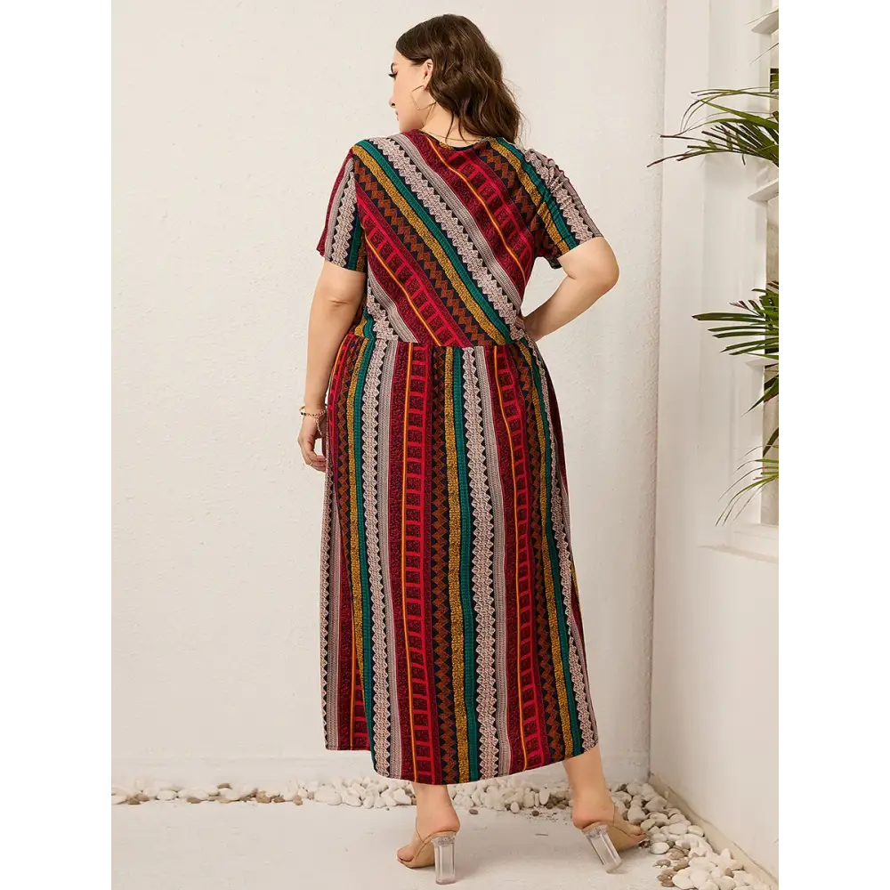 Plus Size Striped Summer Dress - Cotton Linen Blend - Thick & Beautiful