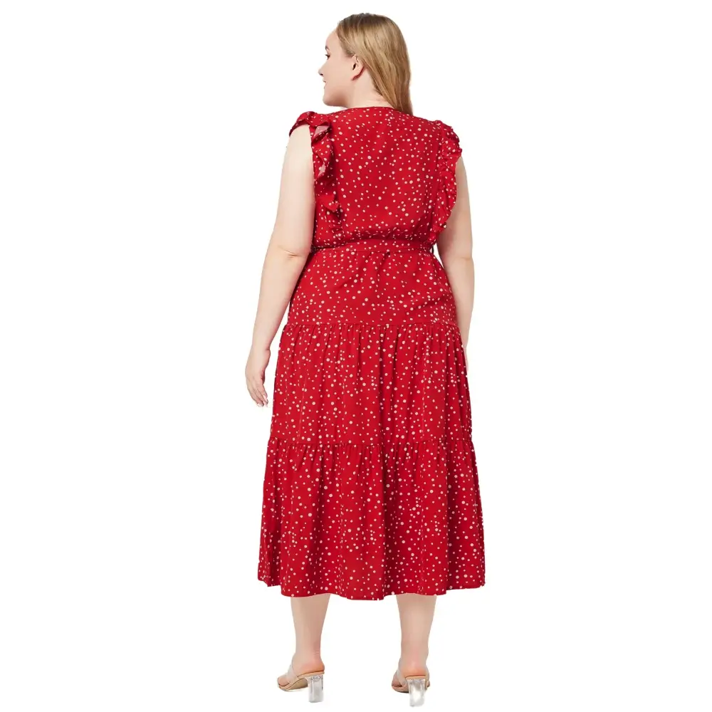 Plus Size Sleeveless Polka Dot A-Line Summer Dress for Women (Mid-Calf Length) - Thick & Beautiful