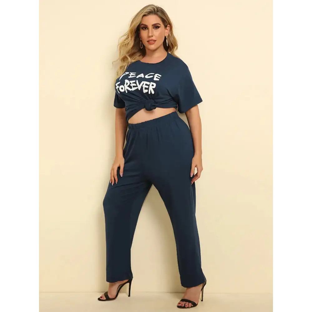 PeaceEase Plus Set – ‘PEACE FOREVER’ Lounge Top & Pants - Thick & Beautiful