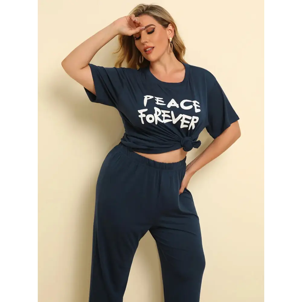 PeaceEase Plus Set – ‘PEACE FOREVER’ Lounge Top & Pants - Thick & Beautiful