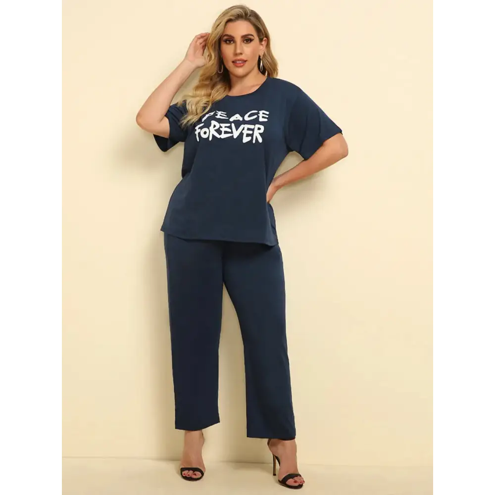 PeaceEase Plus Set – ‘PEACE FOREVER’ Lounge Top & Pants - Thick & Beautiful