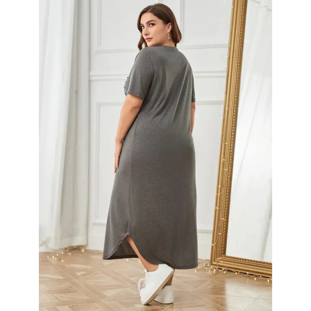 CozyEase Plus Lounge Dress – V-Neck with Pockets - Thick & Beautiful