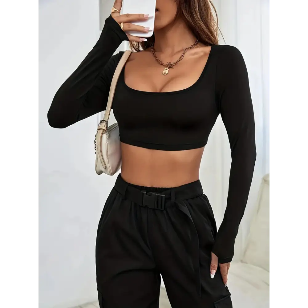 FlexEase Knit Crop Top – Long Sleeve & Light Stretch - Thick & Beautiful