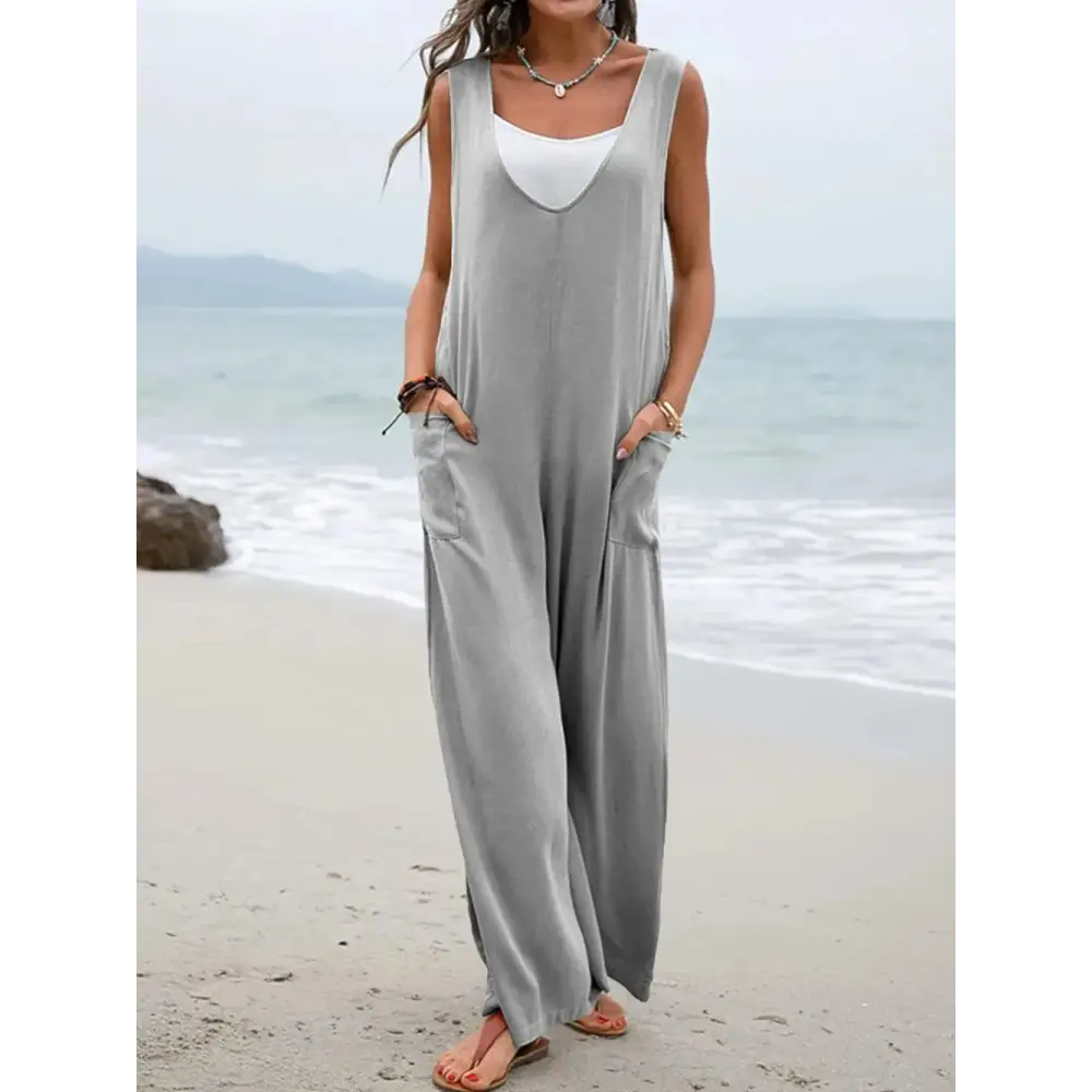 SunStride Pocketed Jumpsuit – Sleeveless Summer Comfort - Thick & Beautiful