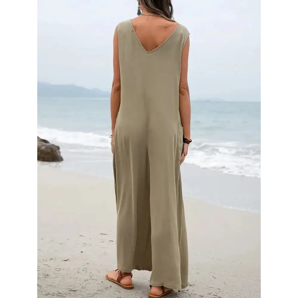 SunStride Pocketed Jumpsuit – Sleeveless Summer Comfort - Thick & Beautiful