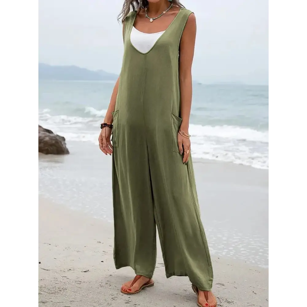SunStride Pocketed Jumpsuit – Sleeveless Summer Comfort - Thick & Beautiful