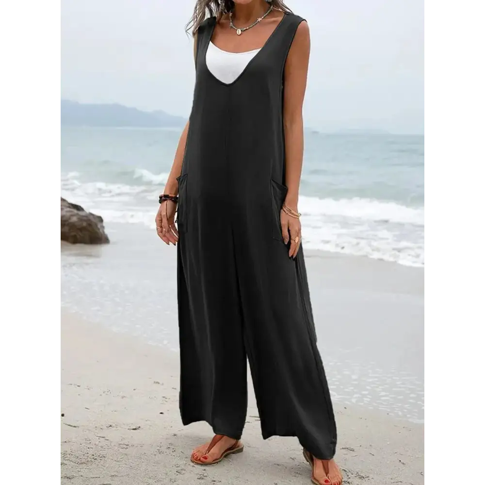 SunStride Pocketed Jumpsuit – Sleeveless Summer Comfort - Thick & Beautiful
