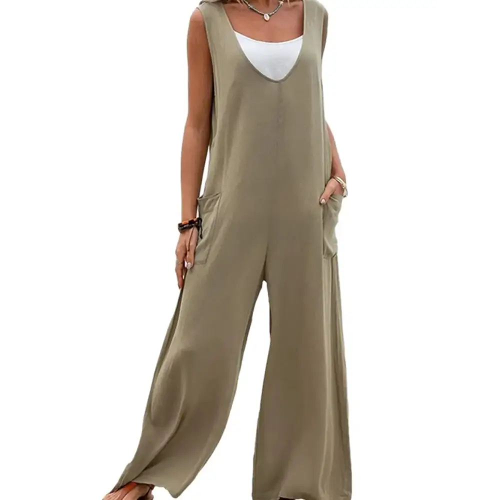 SunStride Pocketed Jumpsuit – Sleeveless Summer Comfort - Thick & Beautiful