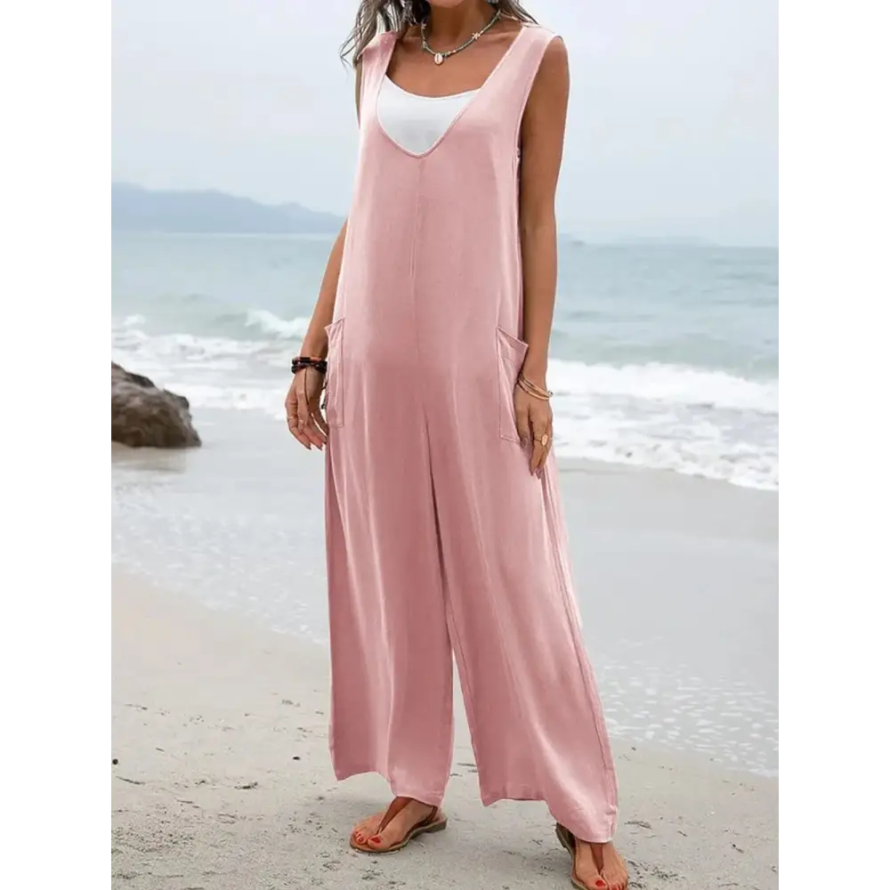 SunStride Pocketed Jumpsuit – Sleeveless Summer Comfort - Thick & Beautiful