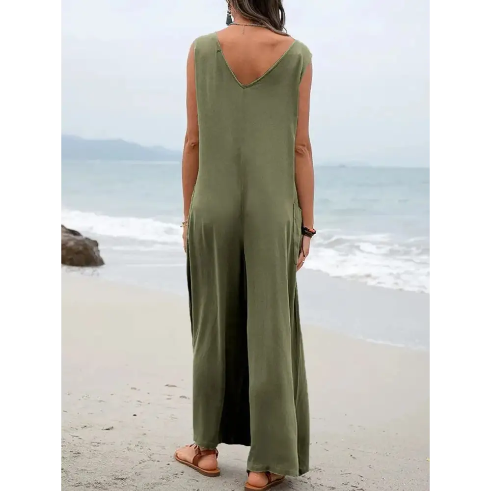 SunStride Pocketed Jumpsuit – Sleeveless Summer Comfort - Thick & Beautiful