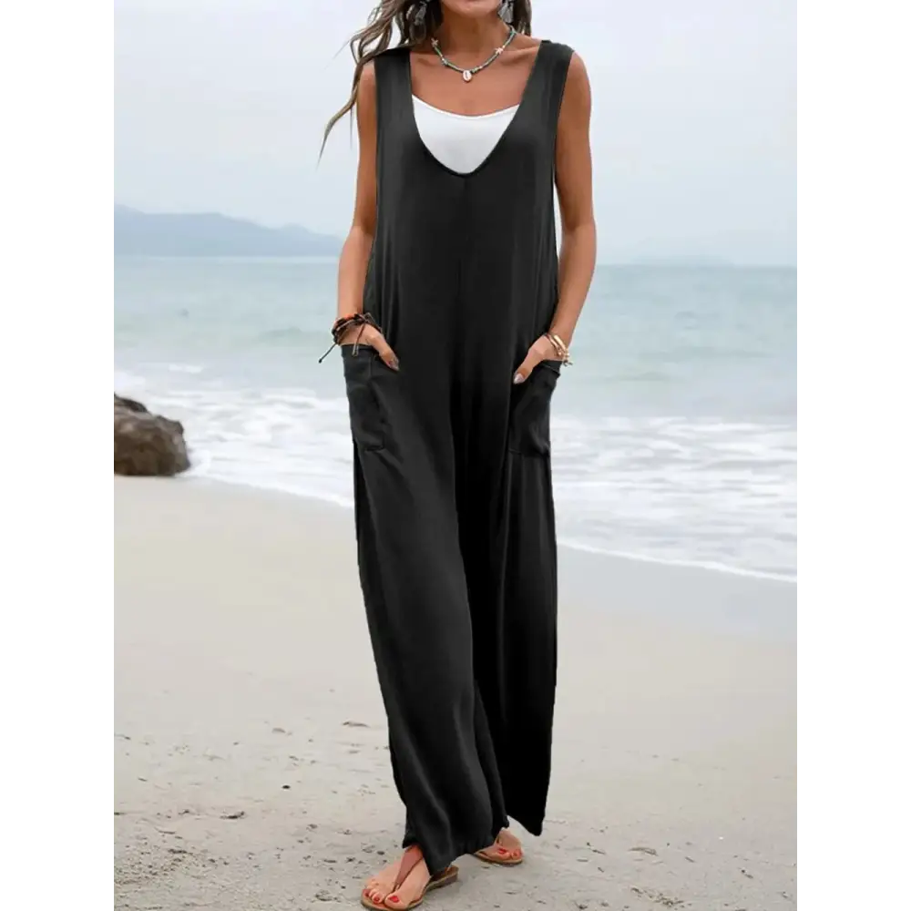 SunStride Pocketed Jumpsuit – Sleeveless Summer Comfort - Thick & Beautiful