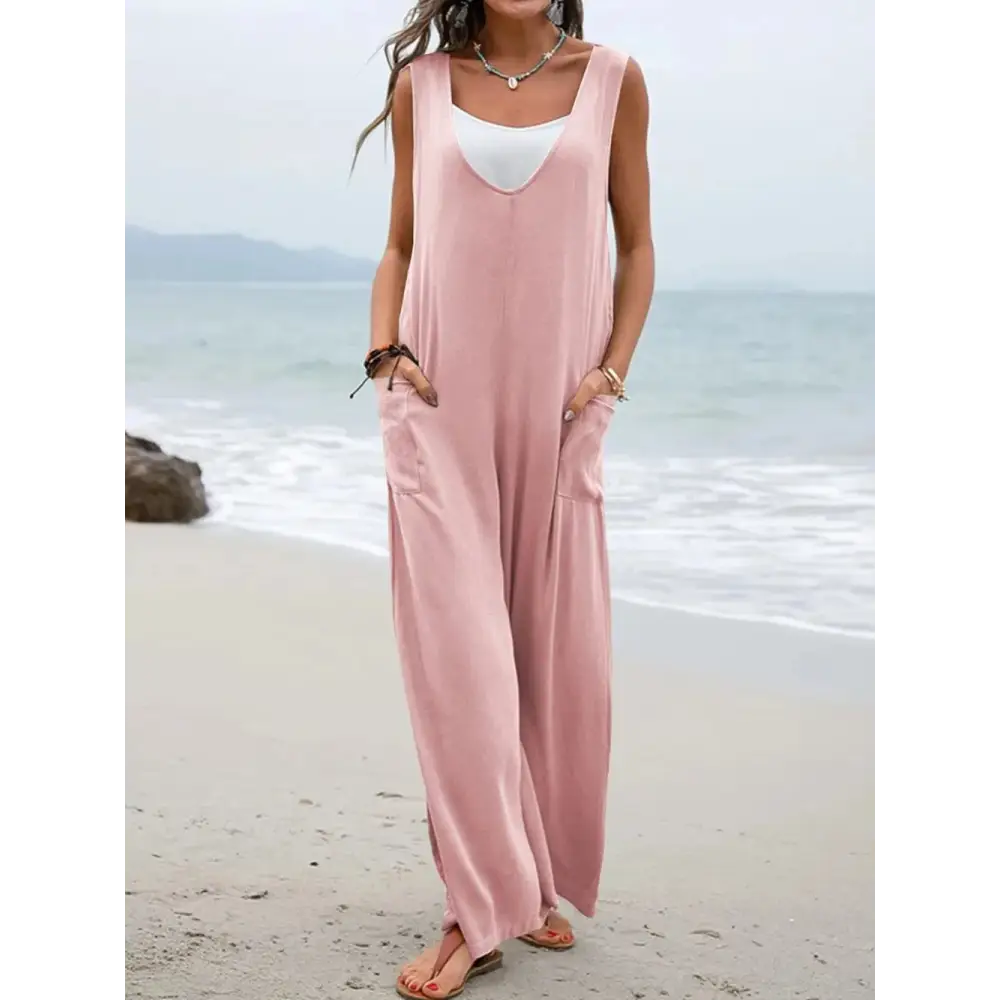 SunStride Pocketed Jumpsuit – Sleeveless Summer Comfort - Thick & Beautiful