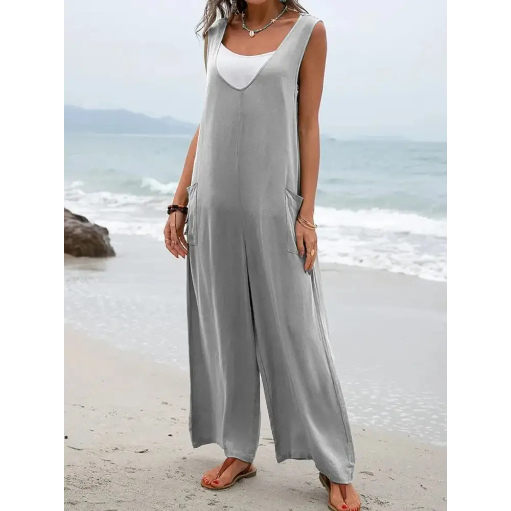 SunStride Pocketed Jumpsuit – Sleeveless Summer Comfort - Thick & Beautiful