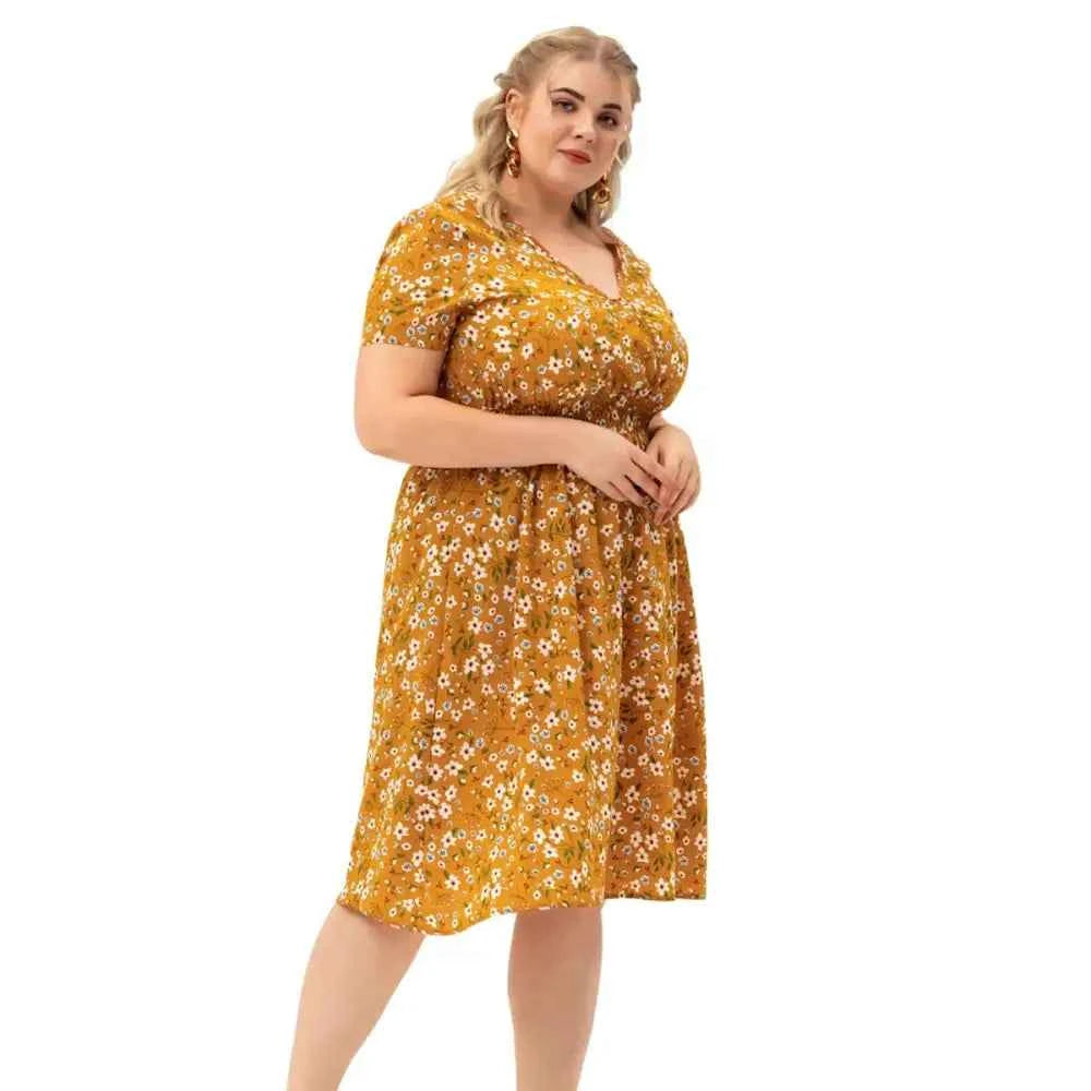 Plus Size Floral Midi Summer Dress