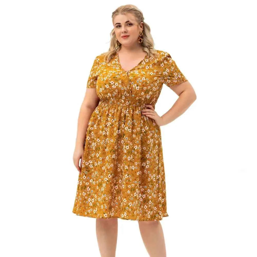 Plus Size Floral Midi Summer Dress